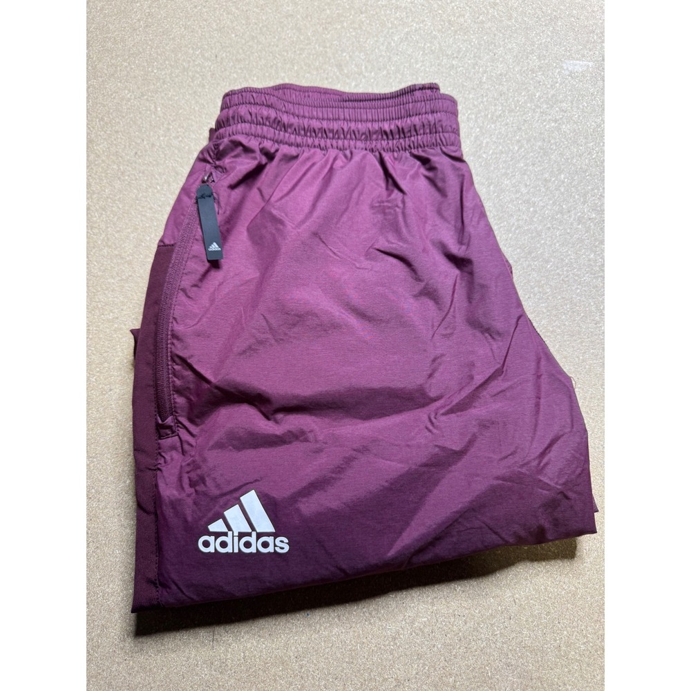 Adidas Mens Running Pants Track Lightweight Zip Pockets Burgundy Small